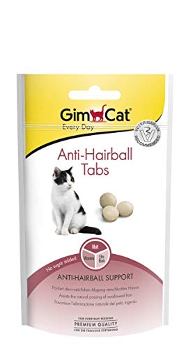 GimCat Anti-Hairball, comprimidos antibolas de pelo - Snack para gatos funcional que favorece la expulsión natural de las bolas de pelo - Pack de 8 unidades (8 x 40 g)