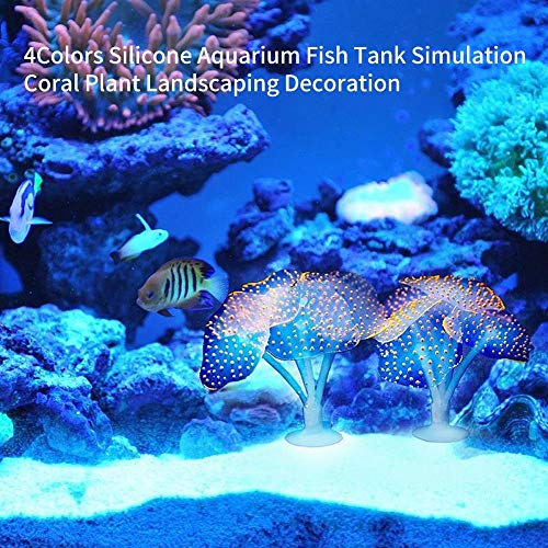 Haokaini Coral resplandeciente, Tanque de Peces de Silicona Artificial Simulación de Plantas Decoración del Acuario Adornos de Coral (Color : Azul)