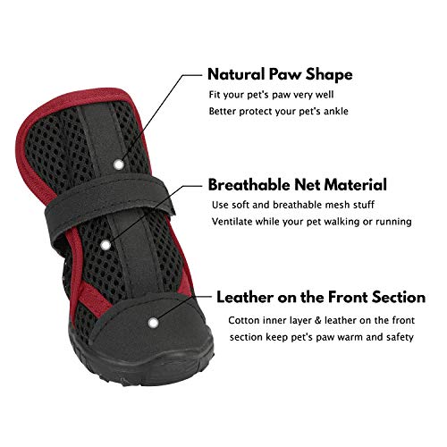Hengu Botas Protectoras de la Pata del Perro, Zapatos Antideslizantes para Mascotas con Diseño de Hebilla Nylon para Escalada de Mascotas o Largas Caminatas para Perros
