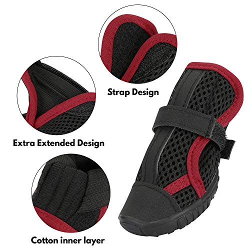Hengu Botas Protectoras de la Pata del Perro, Zapatos Antideslizantes para Mascotas con Diseño de Hebilla Nylon para Escalada de Mascotas o Largas Caminatas para Perros