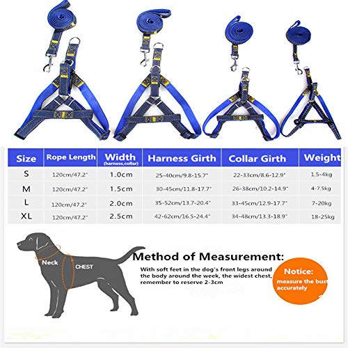 HuaXX Arnes Gato Correa Perro No Pull Harness For Dogs Dog Leash For Small Dogs Slip Lead For Dogs Dog Collars and Leads For Medium Dogs Black-Set,l
