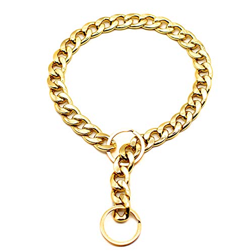 Icegrape collar de cadena ajustable para perro, collar punk chapado en oro, 45 cm