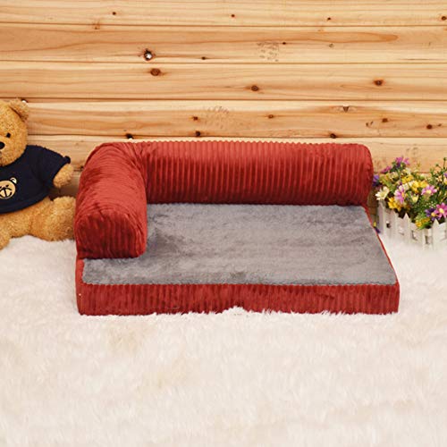 Invierno golden retriever de peluche de la perrera llena grande y de tamaño mediano perro mascota sofá cama extraíble y lavable colchón perrera universal de cuatro estaciones,Rojo,XL(105*90*20cm)