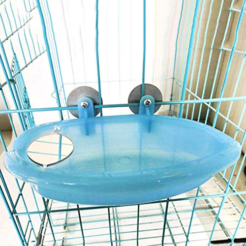 KOKO Zhu Baño de pájaros con Espejo Juguete para Mascotas Pequeño Loro Mediano Bañera de baño Alimentador Tazón