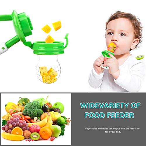Laelr Alimentador de Frutas para Bebés, Paquete de 4 Juguetes de Dentición Infantil Mordedor, Alimentador de Chupete Suministros para Bebés Juguetes (Rosa, Amarillo Limonada, Verde y Azul)