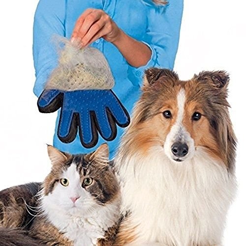 Locisne 2Packs perro de mascota Gato limpieza baño cepillo guante Silicona True Touch para masaje suave y eficiente Grooming Groomer Eliminación removedor pelo Limpiar el guante,la mano derechas