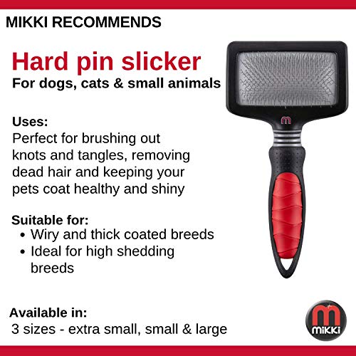 Mikki Hard Pin Slicker - Cepillo para Perro, cabeza flexible de forma rectangular, XL