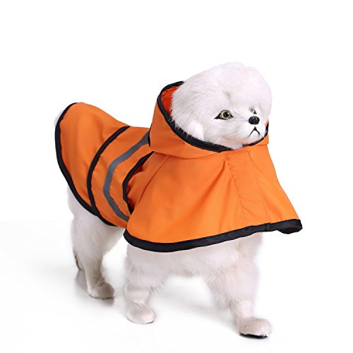 MRXUE Impermeable Mascota Paraguas Impermeable para Perros Pequeños/Medianos/Grandes,Orange,XXL