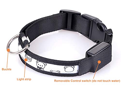 MTAIOZ Collar LED Perro, Collar Perro, Collar LED para Animales Súper Brillante, Mejora Efectivamente la Seguridad y la Visibilidad, Carga USB, Longitud Ajustable del Collar.