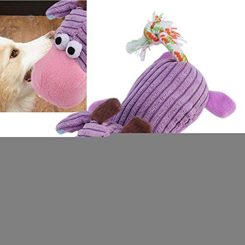 Naroote Pet Squeak Toys, Cute Cartoon Animal Interactive Squeak Dog Chew Toys Productos de Peluche para Mascotas(Vaca Morada)
