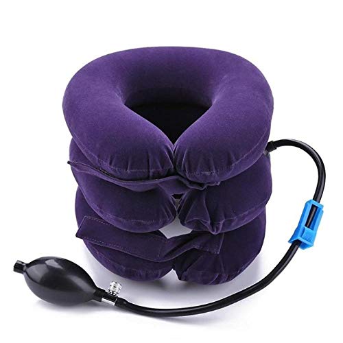 NSWZX Almohada de cuello en U púrpura de 1 pieza, el cuello de almohada inflable de aire debe ser compatible con la almohada de tracción de colchón de aire masajeador, para portátil