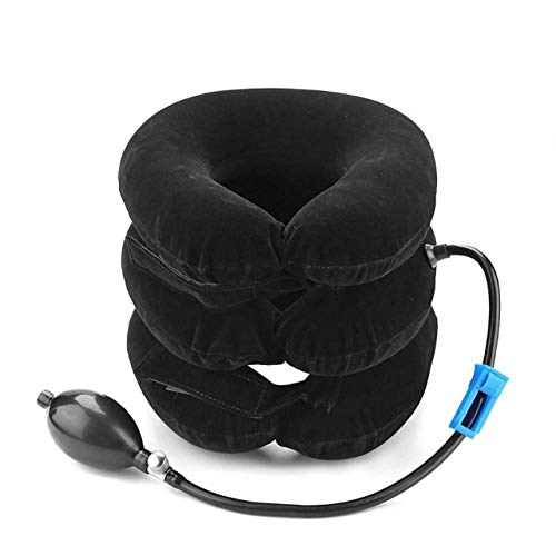 NSWZX Almohada de viaje de masajeador de soporte U Shap negro de 1 pieza, almohada de cuello inflable de aire, tracción de colchón de aire portátil suave al aire libre