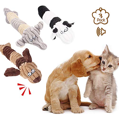 Nyyi Juguetes para Mascota Juguetes para Morder Juguetes para Mascotas Voiceable Juguete de Peluche para Mascotas para Perros Pequeños o Medianos(Elefante Vaca Perro)