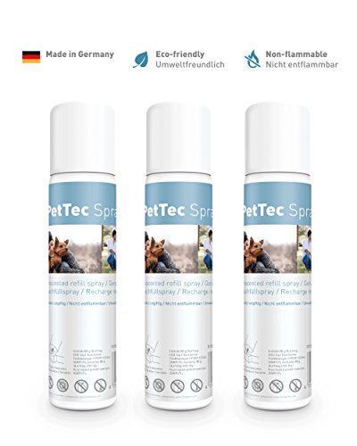 PetTec Spray Made in Germany, Lata de Repuesto para Collares de Entrenamiento, seguro para Perros y Personas, Respetuoso del Medio Ambiente y Antialérgico, ofrece un 25% más, Set de 1 o 3, 75 ml, Citronela o Neutro