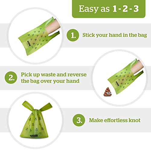 Pogi's Poop Bags - 300 Bolsas para excremento de Perro con manijas de Amarre fácil - Biodegradables, Perfumadas, Herméticas