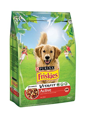 Purin Friskies Comida para Perros Active Comida para Perros Carne - Paquete de 4 x 3 kg - Total: 12 Kg