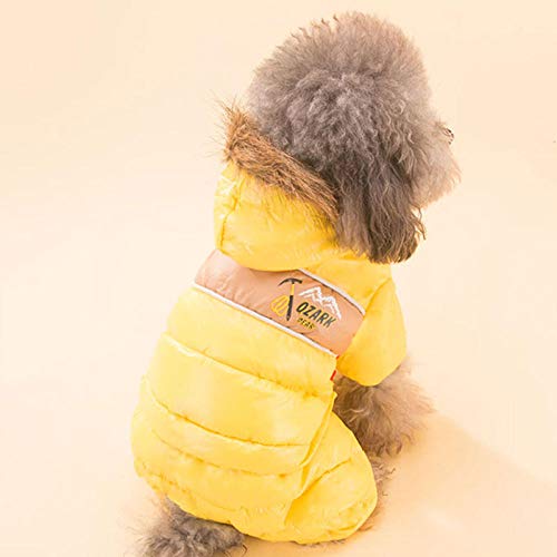QKEMM Abrigo Perro Chaqueta Perro Invierno Ropa Cuello de Piel Bordado en 3D para Chaqueta de Plumas para Perro Pequeño y Mediano XL Azul