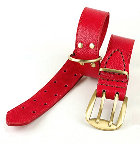 Rantow Ajustable Collar de Cuero Fuerte para Perros Grandes, Longitud Ajustable 23.5 Pulgadas a 27.5 Pulgadas, 1,57 Pulgadas de Ancho (Rojo)