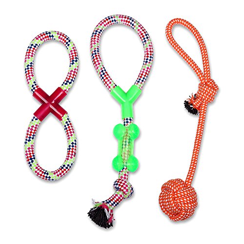 Schramm® Set de 10 Cuerdas de Juguete para Perros Juguete para de algodón Nudos para de 10 Piezas