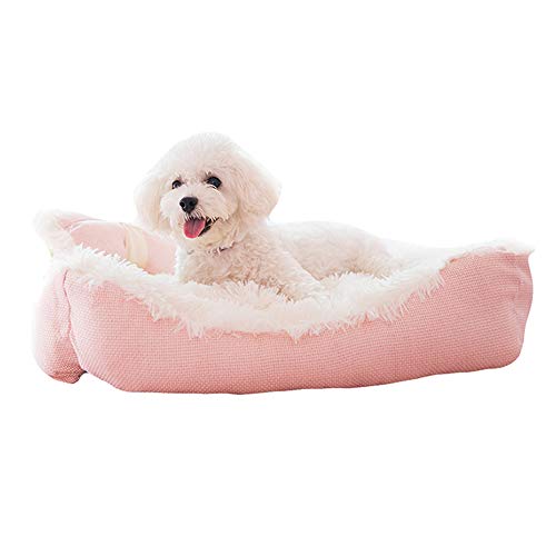 SHPEHP Deluxe Pet Bed, IKEA Pet Bed Cama para Perros con Cuddly Plush cálida Cama para Mascotas de Felpa Cuddler Pet Bed Perros medianos y Grandes Perros Transpirables-Pink-L