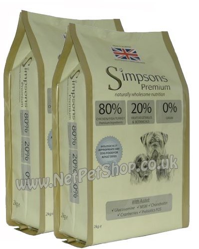 Simpsons Premium 80/20 - Bolsas de comida para perros, 12 kg x 2 bolsas