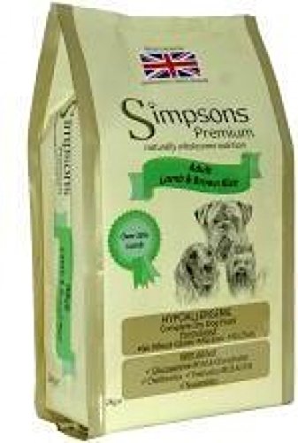 Simpsons Premium - Alimento seco para Perros de Cordero y arroz Integral (12 kg)