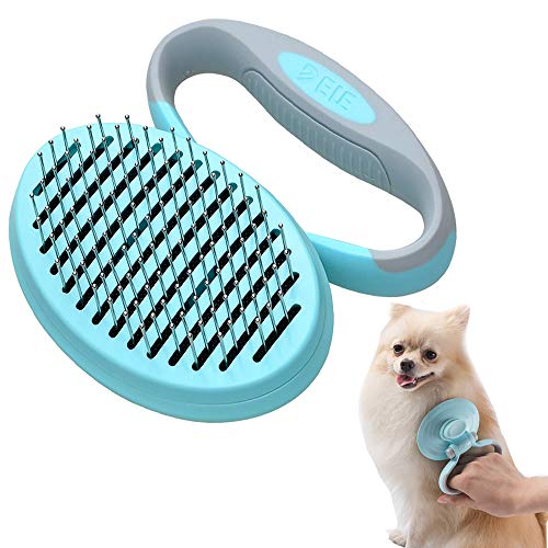 Songway Dog Cat Pet Brush Pincel de peluquería Plegable Shick Dog Slicker Brush Tool para Gatos, Perros, Masaje (Blue)