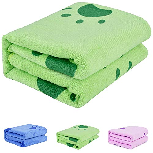 Toalla para perros, toallas de microfibra para secar para perros, toalla de baño para perros, toalla de playa, toalla absorbente adecuada para perros pequeños y medianos (verde 55x28 pulgadas)