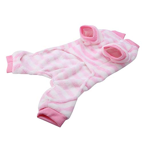 TOPINCN Mascotas Pijamas para Perros Pink Striped Soft Franela Cachorro Gato Suave y Cálido Mono Ropa de Invierno Ropa para Mascotas de tamaño Mediano pequeño(S)