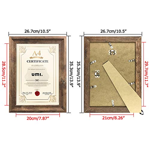 UMI. Essentials - Marcos Rústicos de Madera para Fotos y Diplomas de Sobremesa o Pared, Tamaño A4: 21 x 29,7 cm Juego de 2