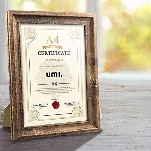UMI. Essentials - Marcos Rústicos de Madera para Fotos y Diplomas de Sobremesa o Pared, Tamaño A4: 21 x 29,7 cm Juego de 2