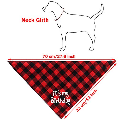 VAMEI Collar Pañuelo del cumpleaños del Perro, Baberos para Mascotas Plaid Reversible triángulo Bufanda para Perros Gatos Traje