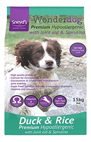 Wonderdog Sneyd's Premium - Pato hipoalergénico y arroz con ayuda de articulación y Spirulina 15 kg