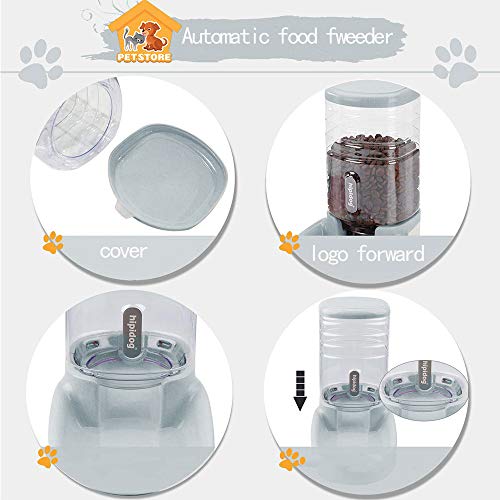 XingCheng-Sport Alimentador automático para Mascotas pequeñas y Medianas. Alimentador automático y dispensador de Agua 3.8L(Gray)
