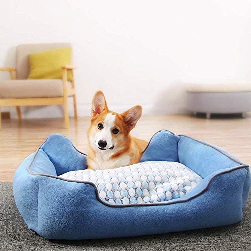 XUIO Cat Dog Bed Perrera de tamaño Mediano para Mascotas, Perrera, Invierno cálido, Desmontable, Perrera, Suministros para Mascotas (Color: Rosa tamaño: 68 * 55 * 17 cm) -68 * 55 * 17 cm_ Azul