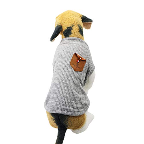 YAODHAOD Camiseta Minimalista para Perros, Ropa para Perros, Azul y Gris, 100% Algodón, para Mini Perros, Perros Pequeños y Gatos (2 Paquetes) (XXL-Schnauzer y Corgi Imágenes, Azul y Gris)