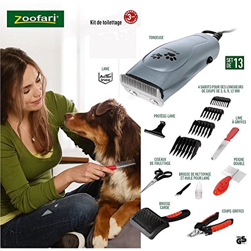 zoofari CORTAPELOS Y Kit Completo para Mascotas, Perros, Gatos con MALETIN Y Accesorios 13 Piezas
