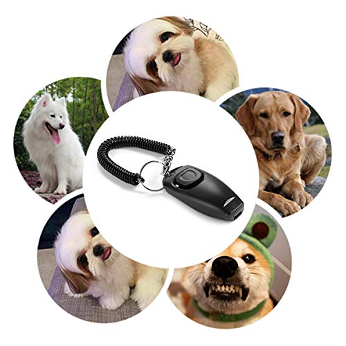2 piezas Clicker Dog Whistle para dejar de ladrar Adiestramiento de perros Clicker Dog Whistle Clicker 2 en 1 Equipo de entrenamiento mejorado con correa para la mano