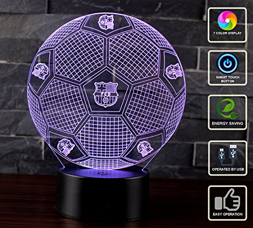 3D Lámpara de Escritorio Mesa NHSUNRAY 7 cambiar el color botón táctil de escritorio del USB LED lámpara de tabla ligera Decoración para el Hogar Decoración para Niños Mejor Regalo (FC Barcelona)