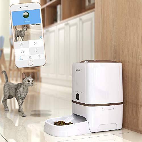 6 Litros Comederos Automaticos Gatos Con Cámara Iseebiz Comedero Automatico Perro Wifi /Controla por APP /6 Dosis de Comida por Día