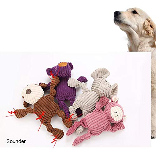 Accesorios para perro, cachorro de perro, lindo elefante forma de muñeca de felpa interactivo masticable juguete – marrón marrón
