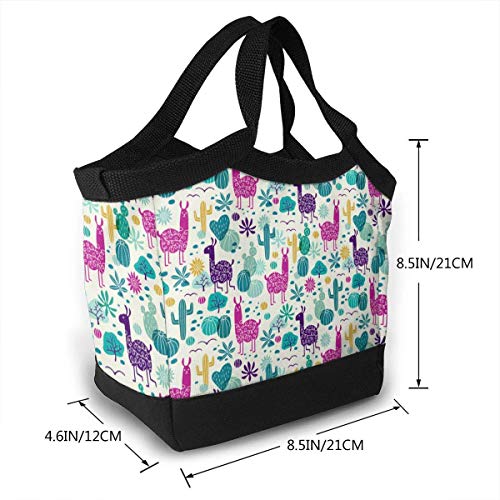 Almuerzo Bolso Lunch Bag Insulated Lunch Box Tote Bag Lunch Organizer Lunch Holder for Women/Men/Beach/Party/Boating/Office/Fishing/Picnic(Llama Cactus Wilderness)