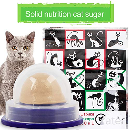 AOTUO golosinas para Gatos Pelota de azúcar bocadillos para Gatos lamer azúcar sólida nutrición Saludable Gel GOL de azúcar Bola (10PCS)