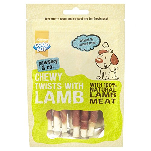 ARM Good Boy Pawsley Lamb Twists perro golosinas saludables masticables naturales