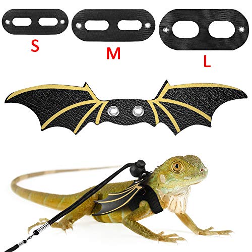 Arnés Ajustable de Piel para Reptiles de dragón Barbudo con alas Frescas para pequeños Animales al Aire Libre Caminar de Seguridad (S,M, L, 3 Unidades)