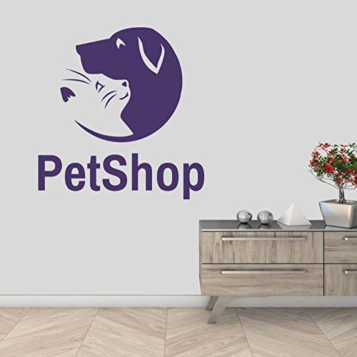 ASFGA Pet Hospital Pet Shop Gato y Comida para Perros Pegatinas de Pared calcomanías para Amantes de los Animales decoración para el hogar y la Tienda de Mascotas Pegatinas de Vidrio 42x43cm