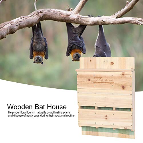 Atyhao Casa de murciélagos, casa de murciélagos de protección Solar de Madera sólida Natural Simple para atraer a los murciélagos y Eliminar los Mosquitos(Bat House Box)