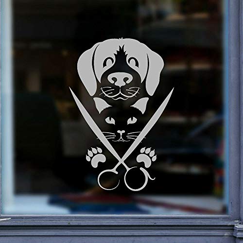 BailongXiao Vinilo para Pared salón de Aseo para Mascotas Perro Gato Logo Tijeras WA