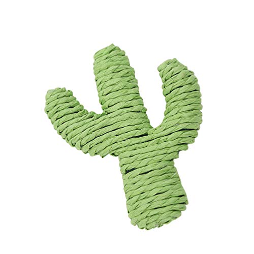 Balacoo Gato Papel Guita Pinza Juguete Verde Cactus Forma Gatito molienda Juguete Verde