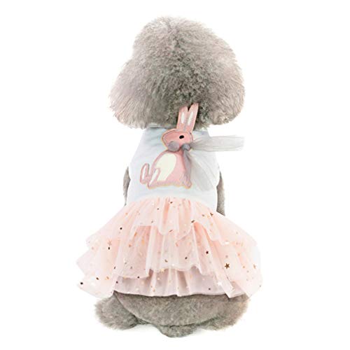 Balacoo Vestido de Perrito Conejo Princesa Tutú Falda Ropa para Perros Pequeños Gatos Ropa para Mascotas Trajes Disfraz de Perro para Cumpleaños Boda Blanco M